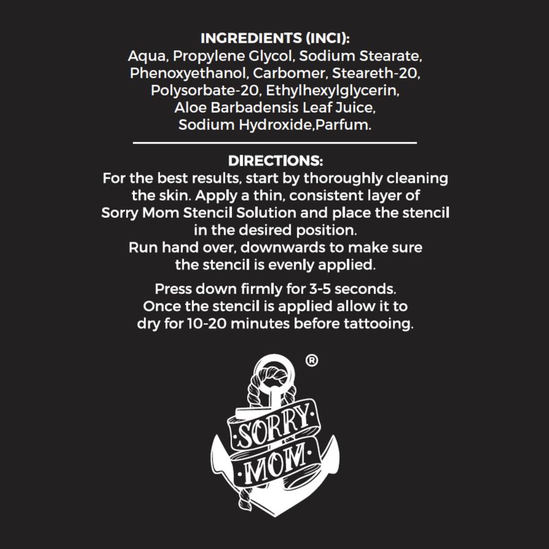 Sorry Mom Tattoo Stencil Gel Solution -Tattoo Transfer Gel for Clean, Dark Stencils - HOLD FAST Tattoo Stencil Transfer Gel for Tattooing - Tattoo Gel & Tattoo Supplies By Professionals (8.0 oz)