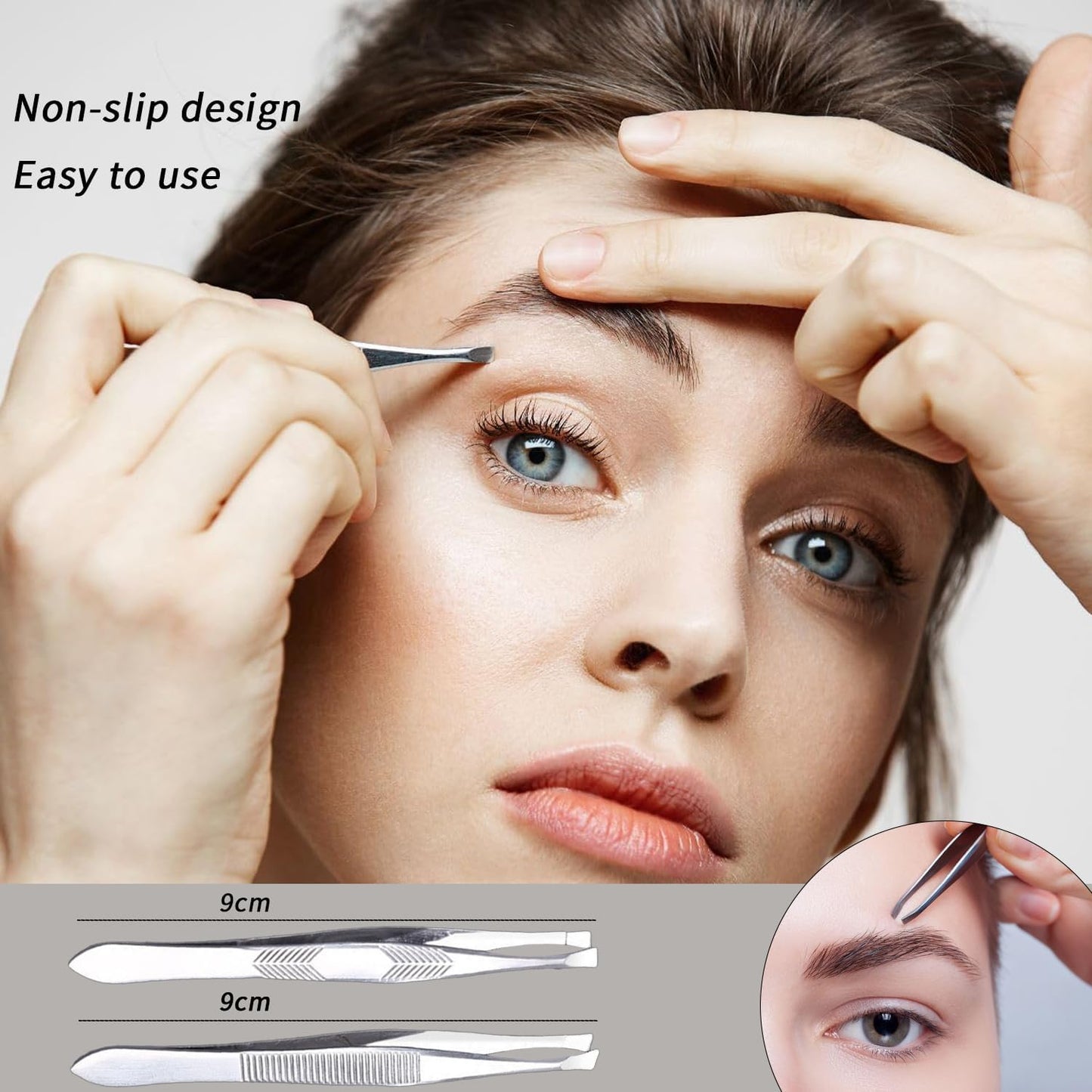 Tweezerman High Precision Stainless Steel Tweezers - Perfect for Eyebrows & Facial Hair Removal | 2 Count