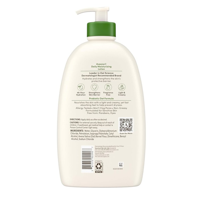 Aveeno Daily Moisturizing Body Lotion - Fragrance-Free, Nourishing Formula for Dry Skin | 33 fl oz