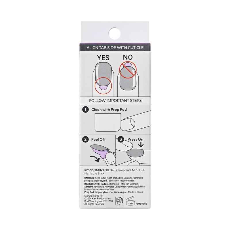 Kiss Impress No Glue Mani Press On Nails, Design, 'Evanesce', Beige, Short Size, Oval Shape, Includes 30 Nails, Prep Pad, Instructions Sheet, 1 Manicure Stick, 1 Mini File