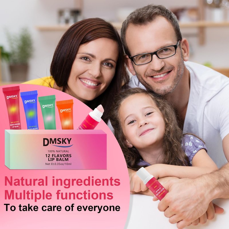 Dmsky Lip Gloss Bulk 12 Pack, Hydrating Squeeze Clear Lip Gloss Set with Shea Butter, Moisturizing High Shine Glossy Lip Oil for Dry Chapped Lips-12 Flavors