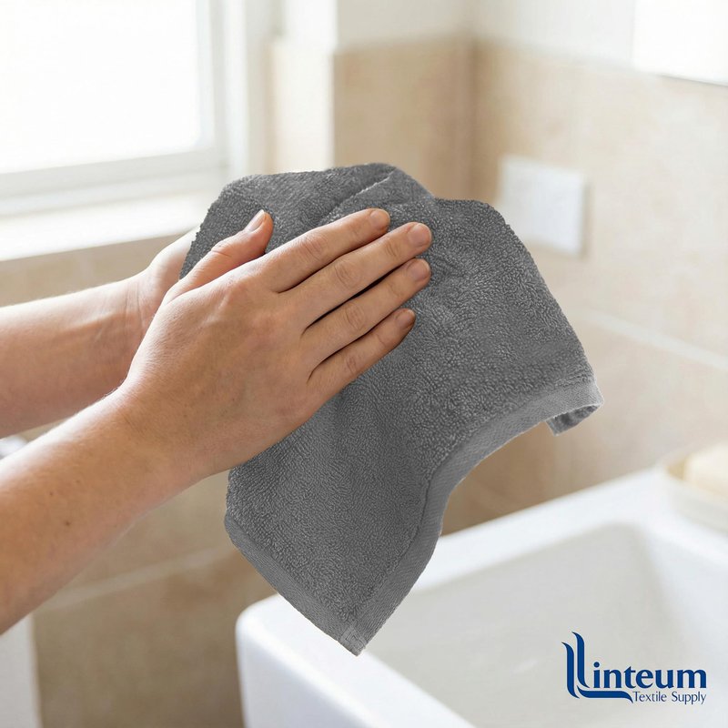 Linteum Textile Supply Premium 12x12 Washcloth (Grey) – 100% Cotton Zero Twist Towels | Absorbent, Quick Dry, Durable for Bathroom, Spa, Gym (12 Pack)