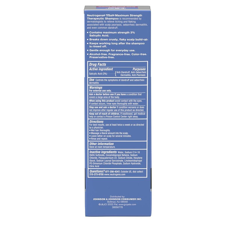 Neutrogena T/Sal Dandruff Shampoo - 3% Salicylic Acid Treatment | Fragrance-Free, 4.5 fl oz