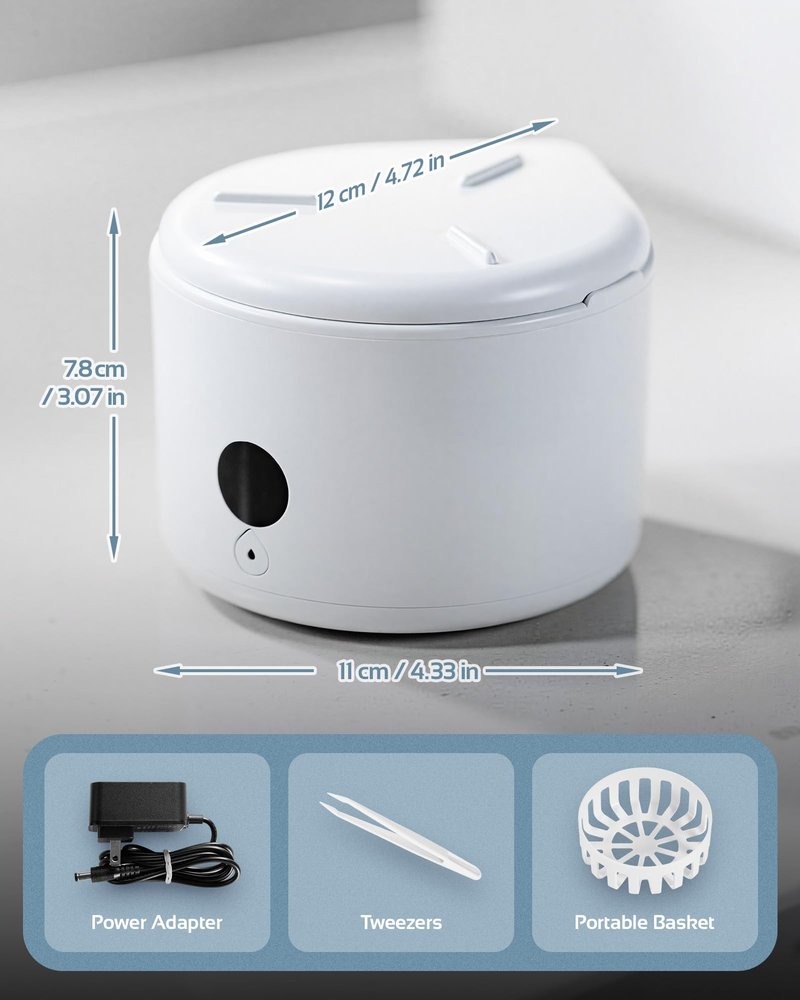 Joynox 45khz Ultrasonic Denture Cleaner Machine, Dental Cleaning Pod with 4 Timed Cleaning Modes & Digital Timer, Mouthguard Cleaner for Dentures, Aligners, Mouth Guards, Night Guards