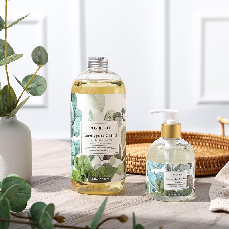 Eucalyptus & Mint Liquid Hand Soap Refill - Gentle, Moisturizing Formula | 750 ML Bottles, Pack of 3