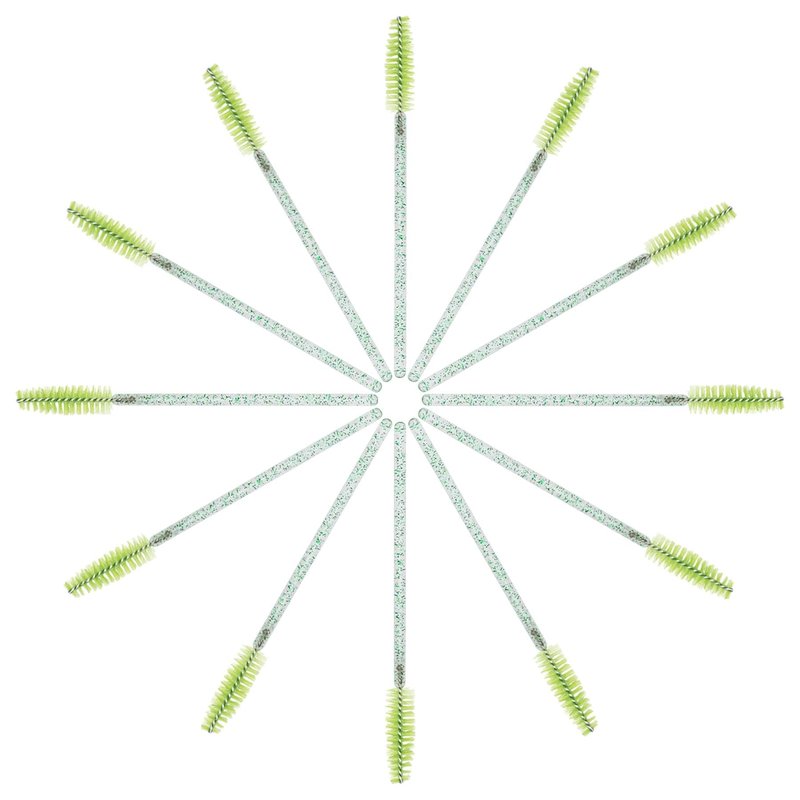 CHEFBEE 100PCS Disposable Eyelash Brush, Mascara Wands Makeup Brushes Applicators Kits for Eyelash Extensions and Eyebrow with Container (Green)