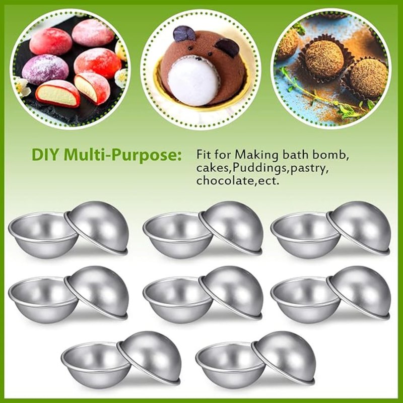 Patelai 16 Pcs Metal Bath Bomb Molds 6 Cm/ 2.4 Inch, Easy‑Release Soap Mold & Bath Bombs Press for DIY Making Supplies, Ideal Gift for Spa Handmade Crafts