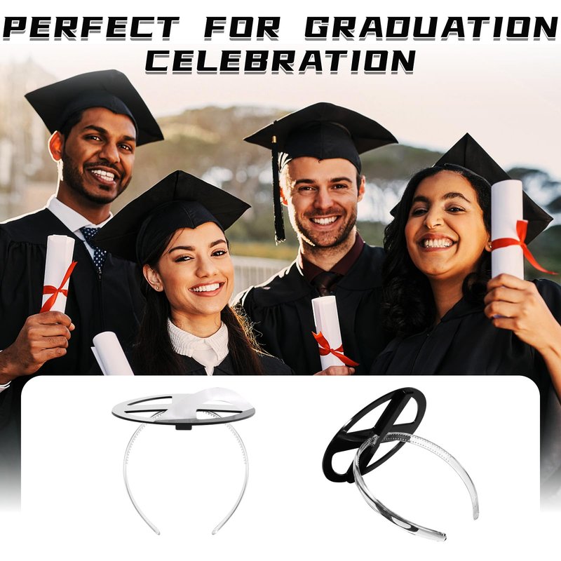 EMOOULI Graduation Cap Clear Headband, Secure Grad And Hairstyle, Grad Cap Hairband for Graduates, Students (1)