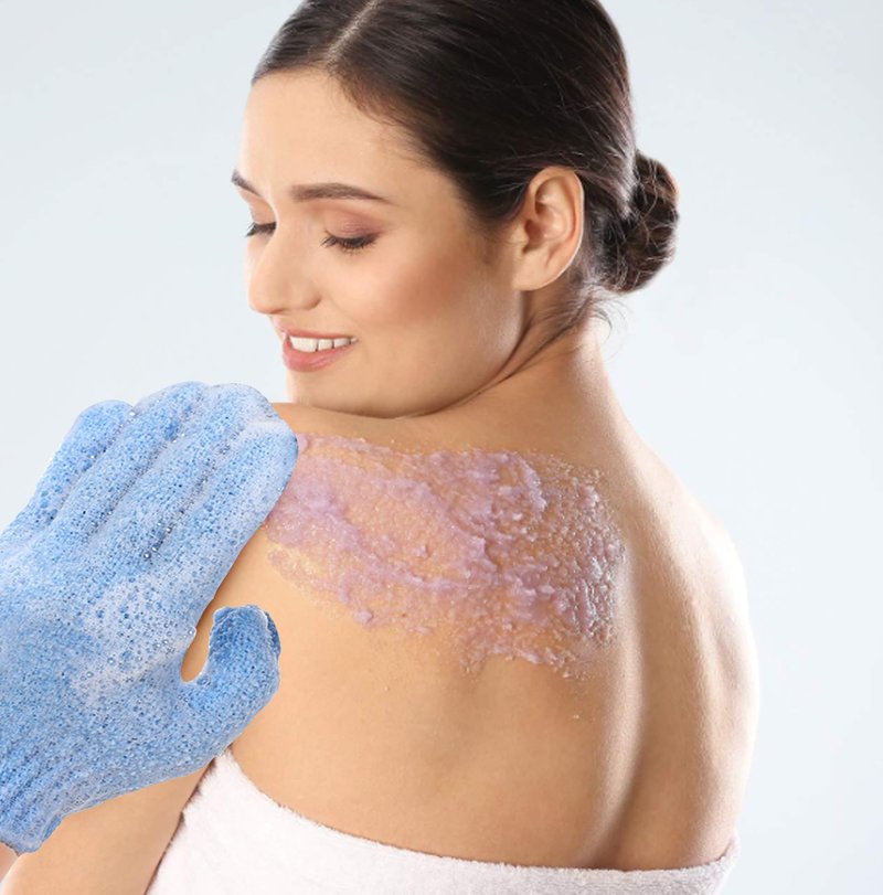 Shower Gloves,Double Sided Exfoliating Bath Gloves,Shower Body Scrub Gloves for Women & Men Deep Clean Skin Spa Massage Beauty Skin Shower Scrubber Bathing Accessories,#P207 (2pairs Color 06)