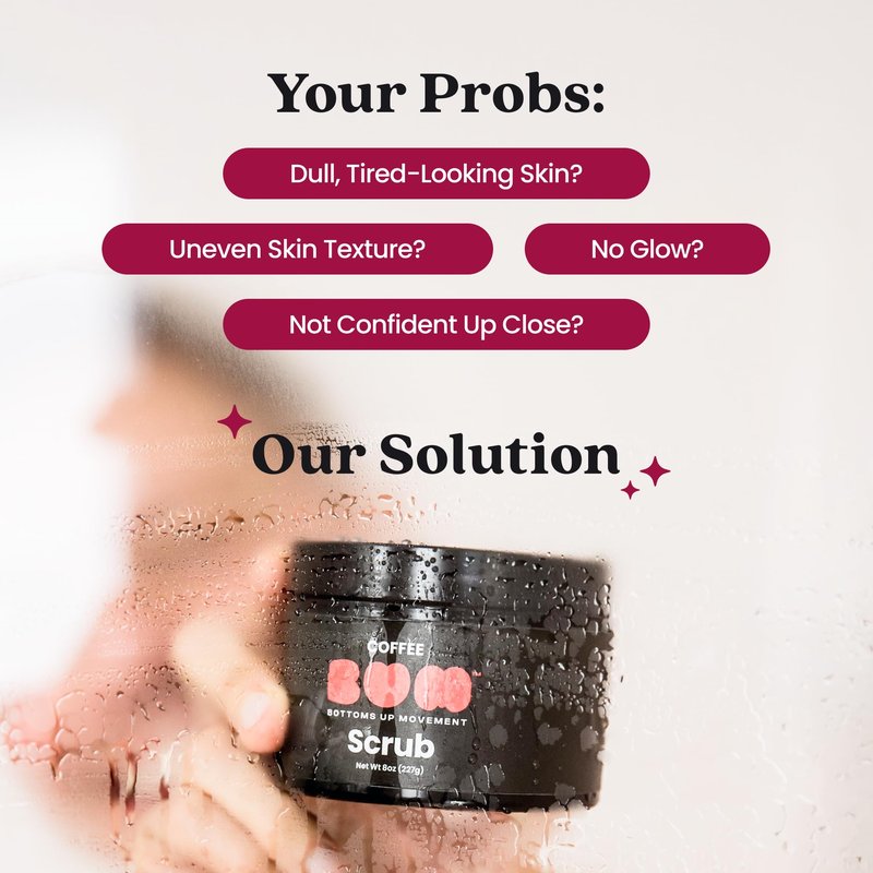 BUM Coffee Sugar Scrub for Body - Coffee Scrub Body Exfoliator with Organic Shea, Coconut Oil, Rosehip, Vitamin E & Jojoba - Moisturizing, Seductively Scented & Subtly Flavored Exfoliant (2 oz)