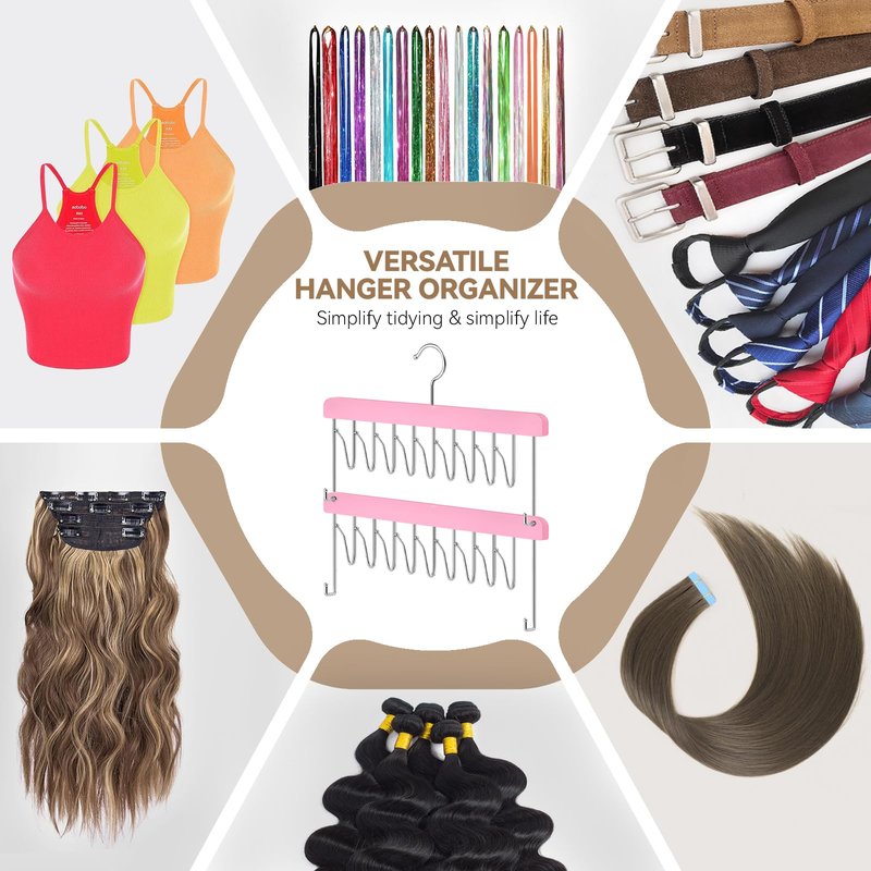 2 Pack Hair Extension Holder & Hanger – Stackable Hair Extension Storage Rack for Styling, Rotatable Braiding Rack Wig Organizer Stand for Wigs, Hairpieces, Clip/Tape Ins and Accessories