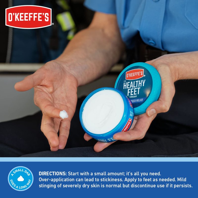 O'Keeffe's for Healthy Feet Foot Cream; Guaranteed Relief for Extremely Dry; Cracked Feet; Instantly Boosts Moisture Levels; 3.2 Ounce Jar; (Pack of 6)