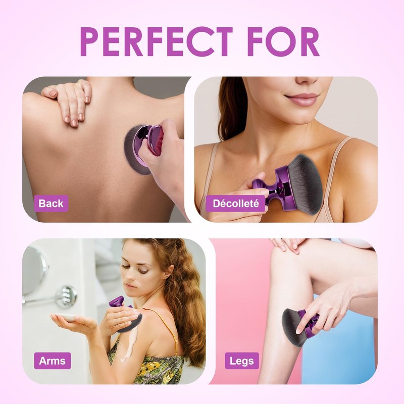 Blend & Blur Extra Large Body Kabuki Brush & Self Tanner Brush - For Body Makeup & Foundation - Blending Applicator For Self Tanning - Durable Vegan Bristles - with Protective Bag (Purple-large)