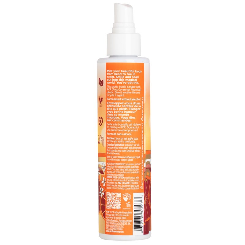 Pacifica Hair & Body Fragrance Mist - Tuscan Blood Orange - Sweet Citrus Scented Hair Perfume and Body Spray - Alcohol-Free, Long-Lasting Clean Fragrance, Vegan & Cruelty-Free, 6 Fl Oz