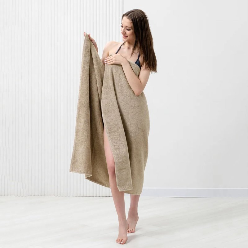 Novo Home Bath Sheets – 550 GSM Extra Large Bathroom Sheet Set – Pack of 2 Jumbo Towels Beige (71x35in) – 100% Ring Spun Cotton Soft Quick Dry Large Bath Towels for Adults Hotel Spa Bathroom Use