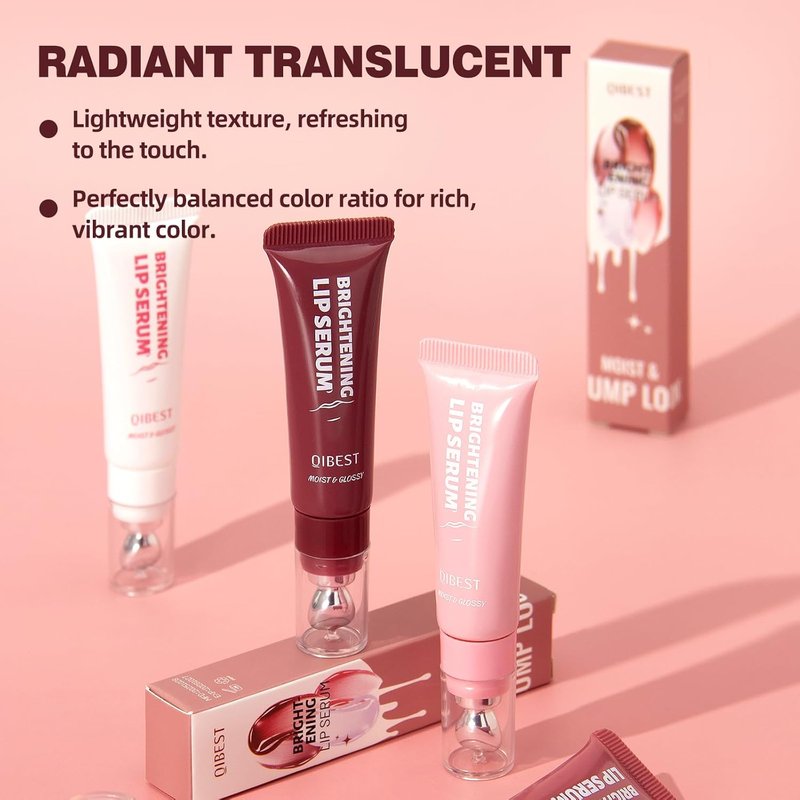 URQT Brightening Lip Serum, Hydrating Glossy Lip Oil with Metal Applicator, Plumping Moisturizing Lip Care Tint, Non-Sticky High Shine Lip Glow for Dry Lips (02# SAKURA BLOSSOM)