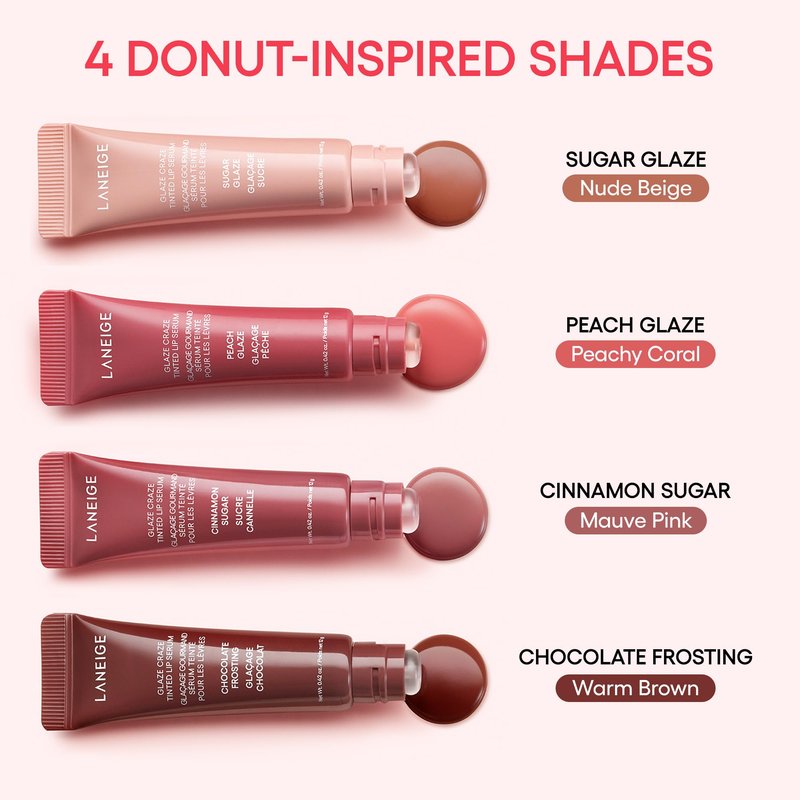 LANEIGE Glaze Craze Tinted Lip Serum: Hydrating, Lip Barrier-Boosting, Softening Lip Serum Treatment for Glossy & Buildable Shine, Nourished Lips| Korean Skin Care, Cinnamon Sugar