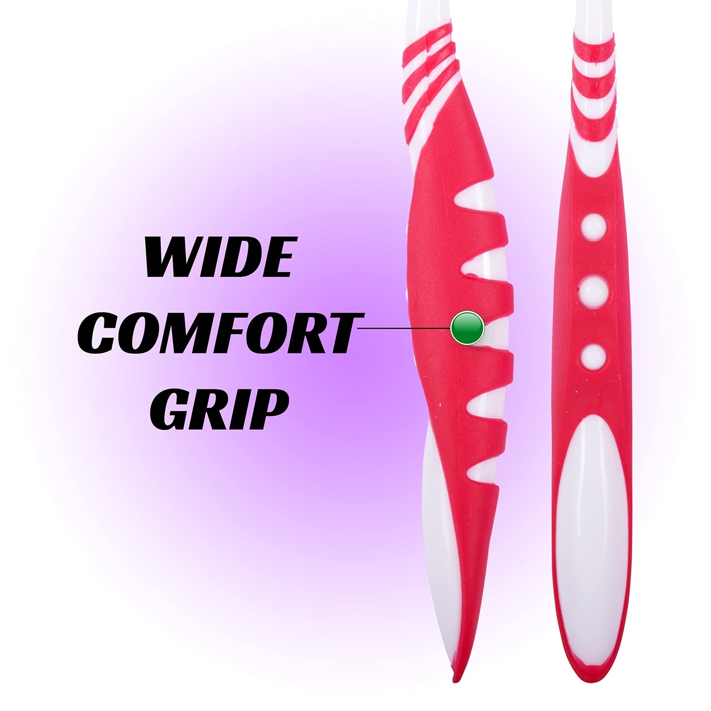 Lingito Extra Firm Toothbrush, Hard Bristle Toothbrush Set for Adults or Smokers Travel Kit, Multicolor Denture Brush, Large Head, Manual Travel Toothbrush Hard Bristles