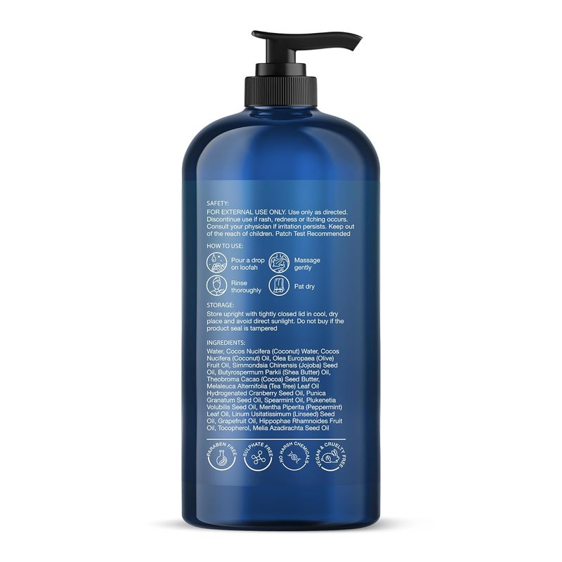 Botanic Hearth Tea Tree & Mint Body Wash - Refreshing Moisturizing Cleanser for Daily Use, 16 fl oz