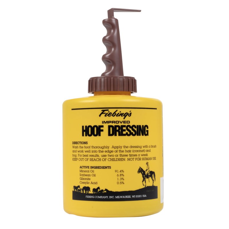 Fiebing's Hoof Oil for Horses with Mineral Oil (32 oz) - Hoof Dressing with Applicator Brush to Condition Dry, Split Hooves & Corns - Prevents Cracks, Splits & Contracted Feet with Semi Gloss Finish