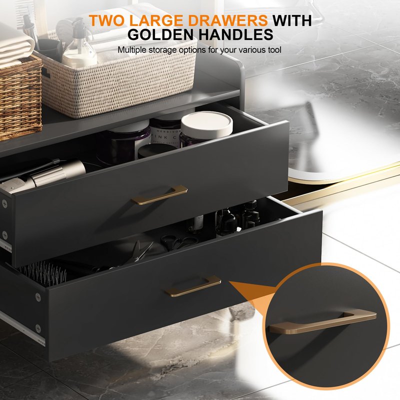 Waktavel Salon Rolling Trolley with Lockable Wheels Barber Cart with Storage Drawer Mobile Hair Station Cabinet for Beauty Makeup Esthetician Spa Massage (White Marble-one Drawer-Two Shelves)