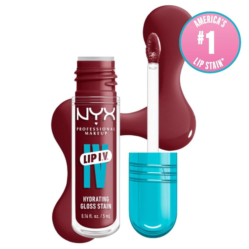 NYX PROFESSIONAL MAKEUP Lip IV Hydrating Glossy Lip Stain - 12HR Hydration in Drippin In Rose (Pink)
