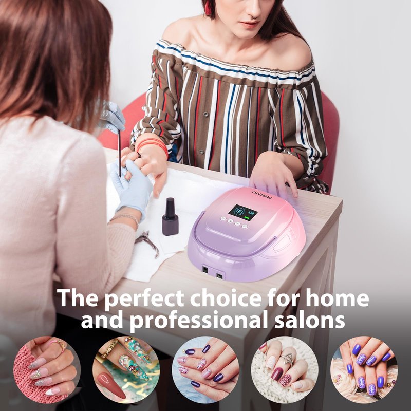 Purtato Cordless Rechargeable UV Nail Lamp, UV Light for Gel Nails with 4 Timer Settings, 126W Professional Fast Curing Nail Dryer for Gel Polish for Salon or Home (Purple&Pink)
