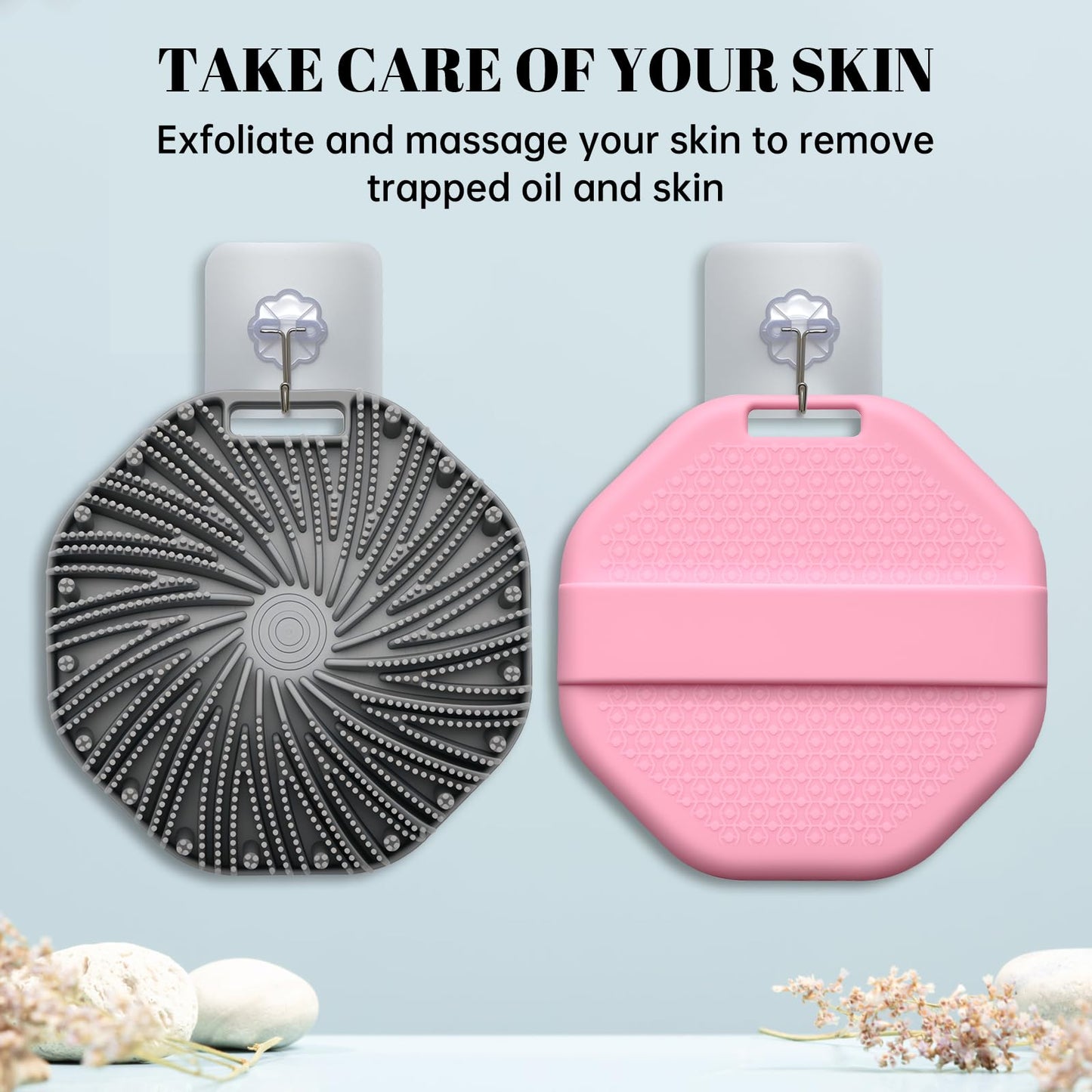 2Pcs Silicone Body Scrubber,Food-Grade Scrubbies for Body Gentle Exfoliation Anti Slip Grip,Silicone Loofah Silicones Shower Scrubber Silicones Body Brush,Shower Brush Suitable for All Skin Types