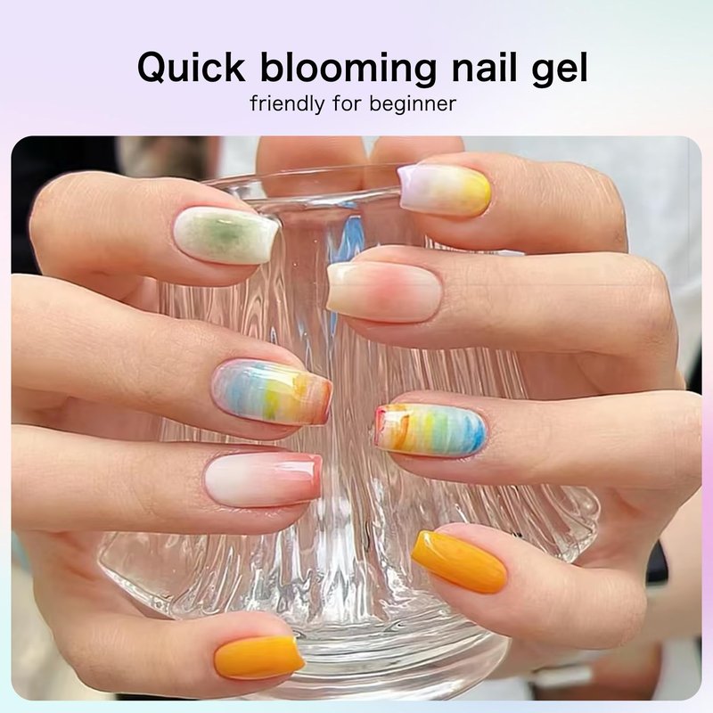 Creaglam Nail Blooming Gel Polish 15ml, UV LED Gel for Marble Nail Art, Clear Watercolor Flower Spreading Polish, DIY Natural Stone Design for Home Salon Manicure