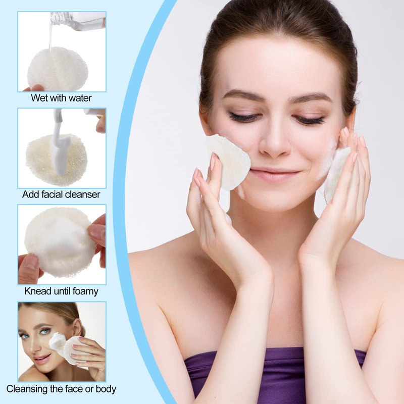 Bokon 100 Pcs Natural Loofah Exfoliating Face Pads 2.36 Inch Round Facial Scrubber Sponges Bulk Cleansing Discs for Face Body Bath Shower Spa Dead Skin Removal for Women Men