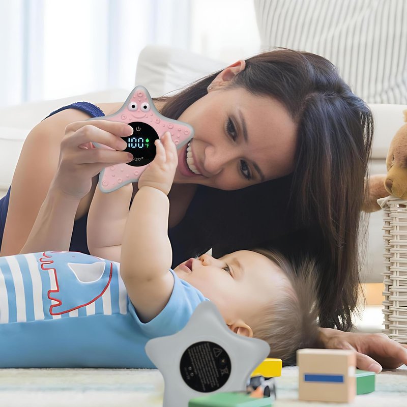 Baby Bath Thermometer - Digital Floating Water Thermometer with LED Display & Color Temperature Alerts, Rechargeable Bath Toy for Infant Bathtub Safety, Newborn Bath Essentials Gift