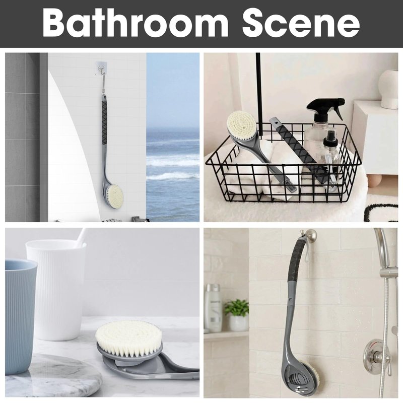 Gobiteli Back Scrubber,20.4" Detachable Long Handle Back Washer for Shower,Shower Brush for Body for Men,Women
