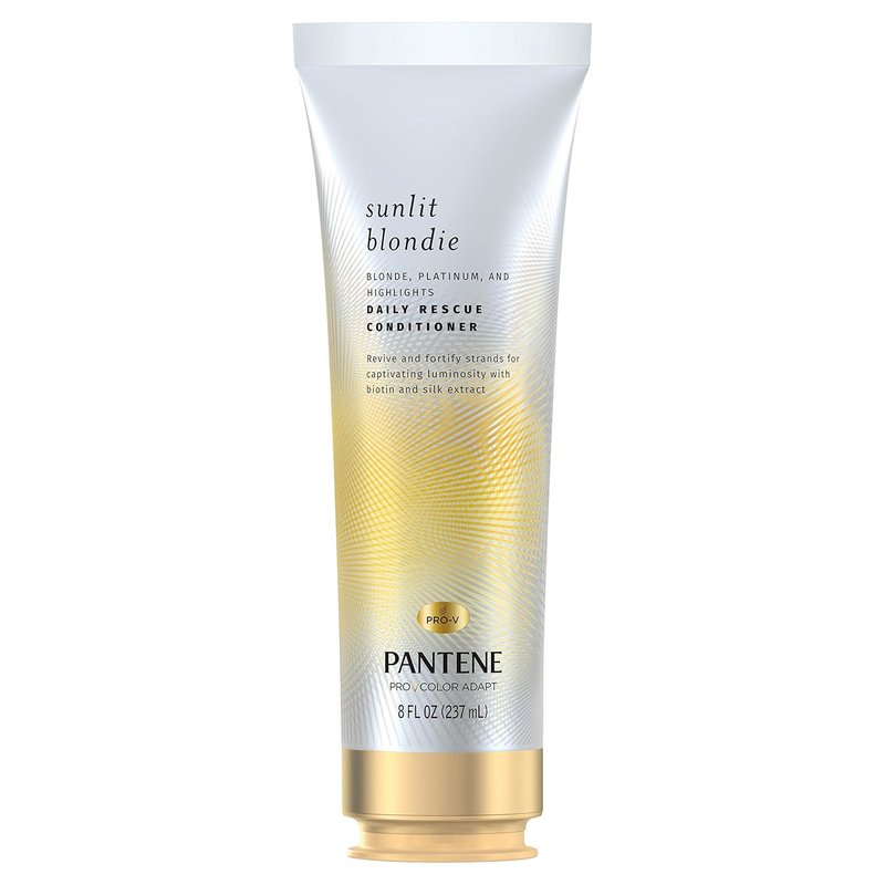 Pantene Sunlit Blondie Conditioner - Daily Rescue Toner for Blonde Hair with Biotin & Silk Extract | 8 Fl Oz