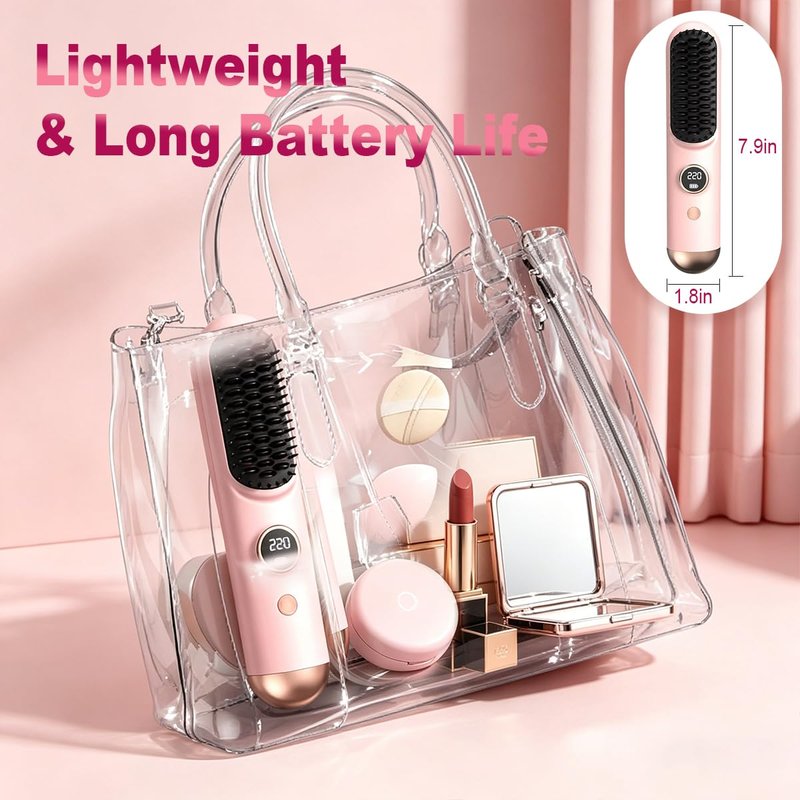 Go Brush Pro 2026 Upgraded Cordless Hair Straightener Brush for Short Hair, LED Display, MCH Heating, 9 Heat Settings 120ยฐCโ220ยฐC (248ยฐFโ428ยฐF), 200M Negative Ions