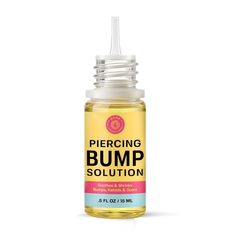 BASE LABORATORIES Piercing Bump & Keloid Bump Removal Solution | Soothing Piercing Aftercare | Bump Keloid Scar Removal | Ear & Nose Piercing Cleaner for Keloid Bumps | Piercing Aftercare Oil | 3PK