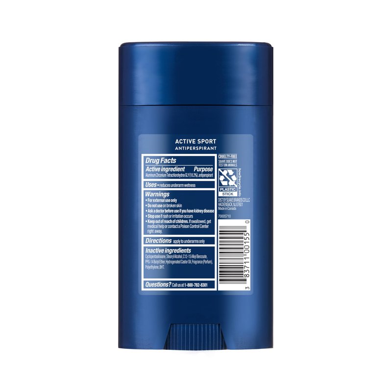 Suave Active Sport Men’s Antiperspirant Deodorant, All Day Bergamot & Wood Scent, for 48hr Odor & Wetness Protection, 2.7oz, 12 Pack