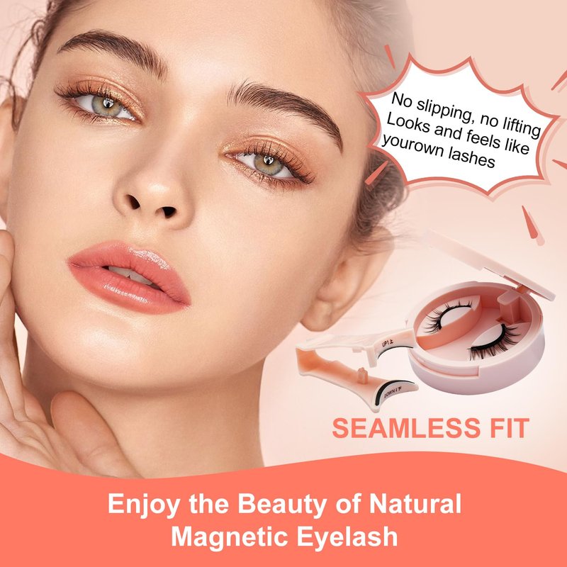 Magnetic Eyelashes Kit with Applicator Natural Look, Magnet lashes Pack Portable Reusable No Glue False Eyelashes Kit Easy to Wear Wispy Fluffy L13
