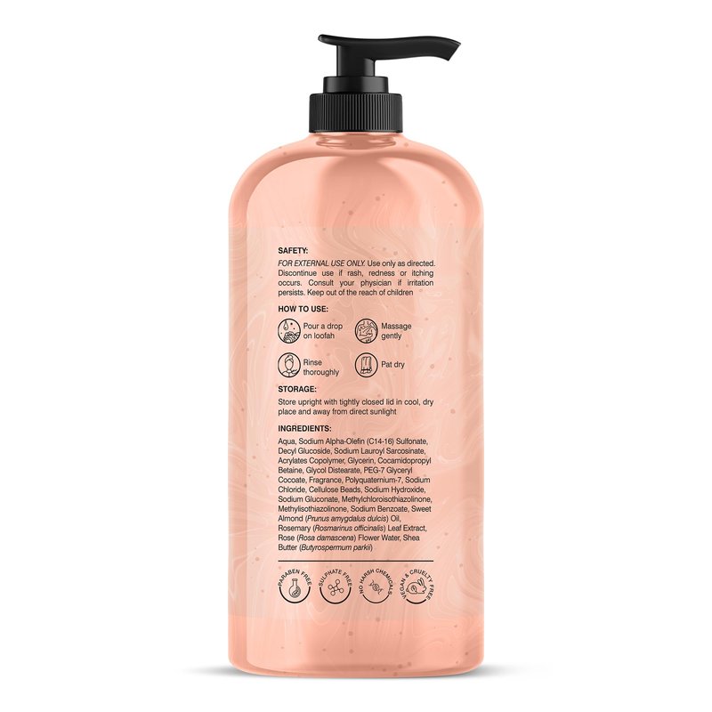 Botanic Hearth British Rose & Almond Body Wash – Moisturizing Shower Gel with Shea Butter, Gentle Hydrating Cleanser, Sulfate & Paraben Free – 16 fl oz