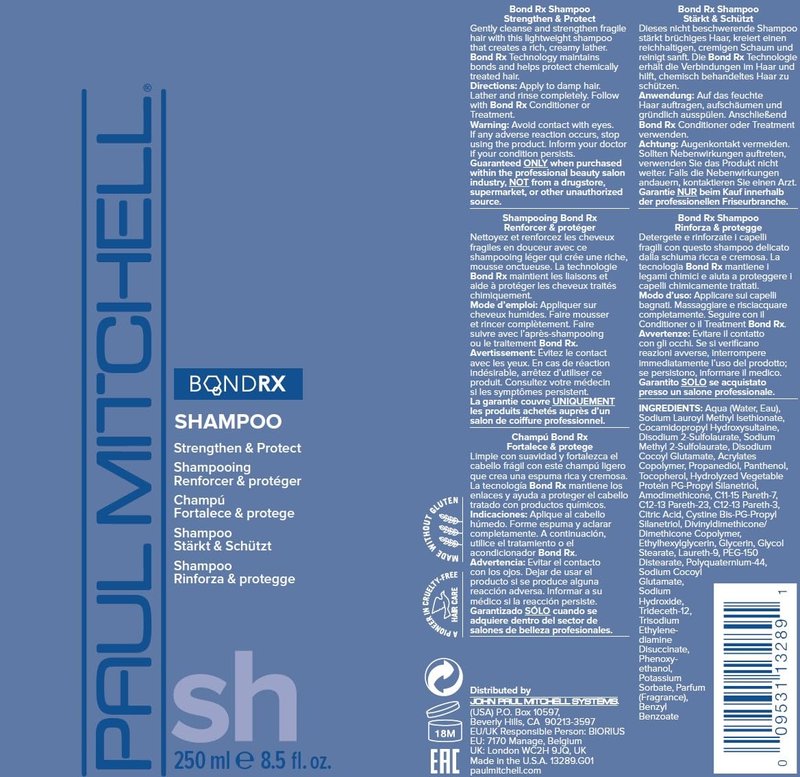 Paul Mitchell Bond Rx Shampoo - Strengthens & Protects Chemically Treated Hair, 10.1 Fl Oz
