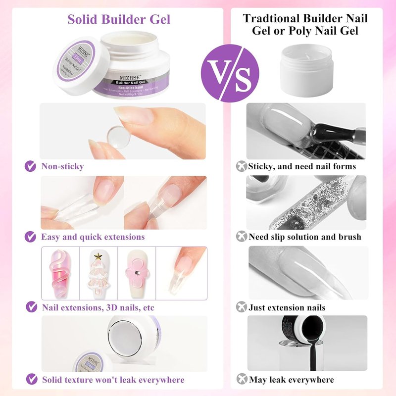 MIZHSE 3D Gel Nail Art Sculpting Gel - 60g Non-Sticky Clear Builder Gel for Nail Art Charms & Molding