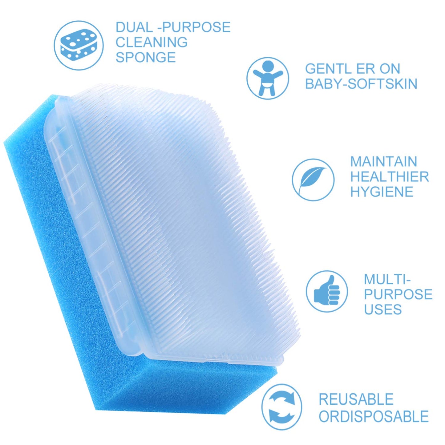 Baby Bath Time Sponge Brush- Body, Hair, and Scalp Cleaning - Gentle on Infant, Toddler Sensitive Skin - Great Sensory Feel(12 Pcs)