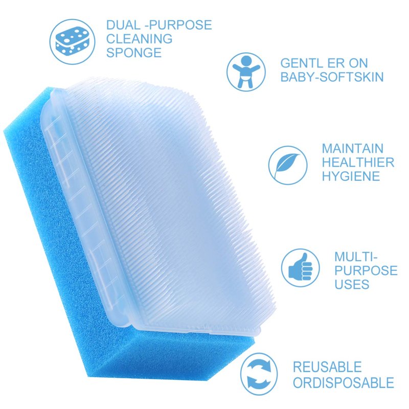 Baby Bath Time Sponge Brush- Body, Hair, and Scalp Cleaning - Gentle on Infant, Toddler Sensitive Skin - Great Sensory Feel(12 Pcs)
