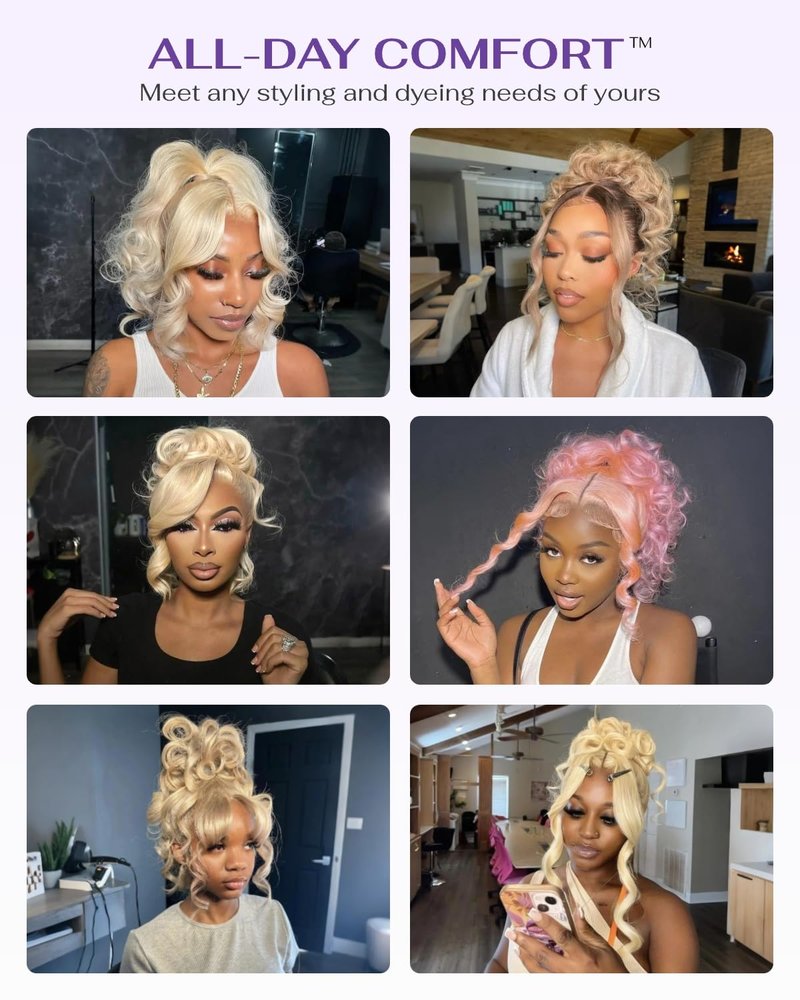 wigcool Hidden Strap Body Wave 360 613 Lace Front Wig Human Hair Glueless Wigs Human hair Pre Plucked Pre Bleached 180% Density Blonde Wig With Drawstring HD Full Lace Human Hair Wigs 26Inch
