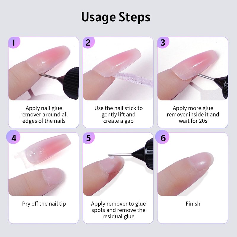 Gosojam Precision Nail Adhesive Remover, 20ml Non-Acetone Pinpoint Solution for Glue Residue Cleanup, Gentle Nail Remover for Press-On Nails & Tips