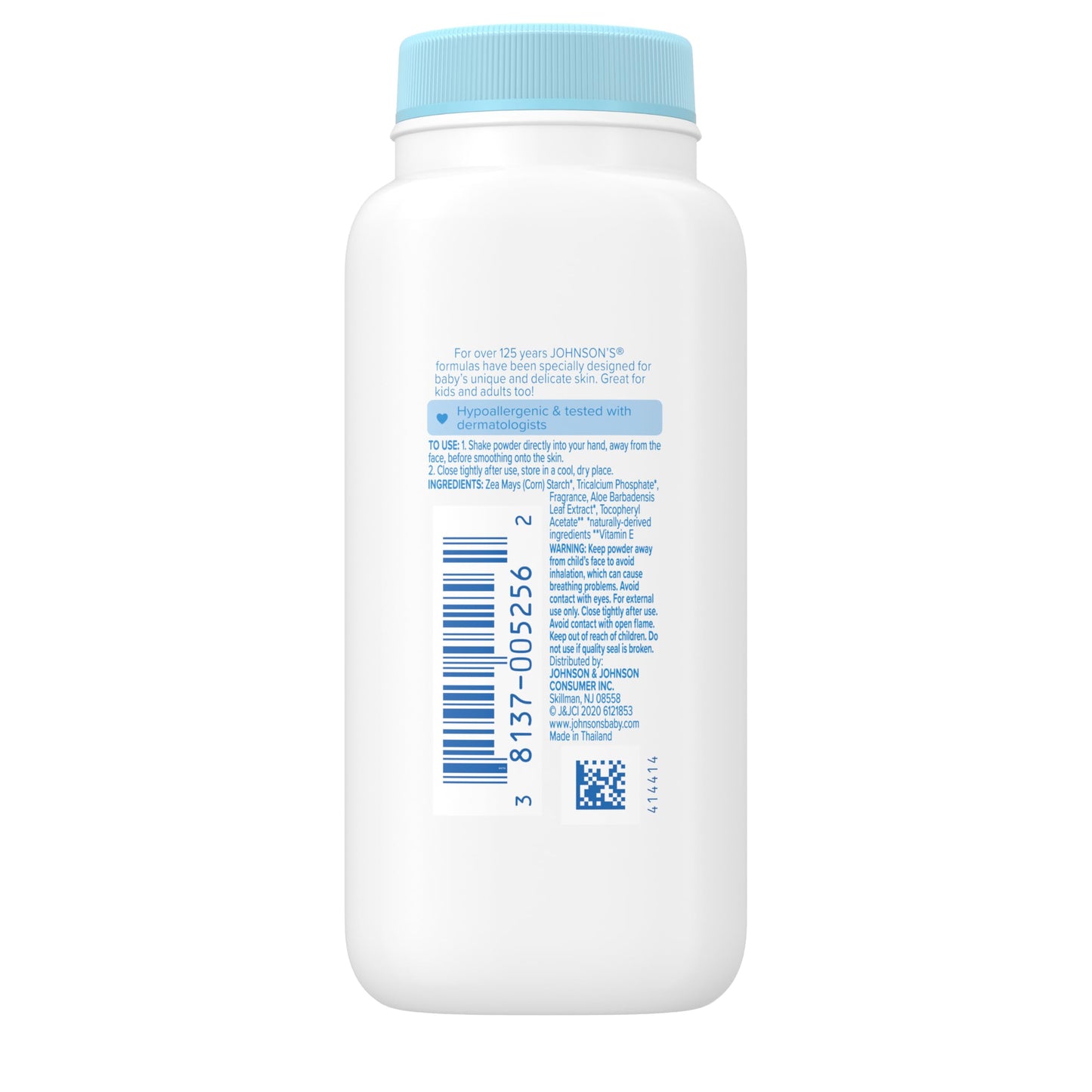 Johnson's Baby Cornstarch Baby Powder with Aloe and Vitamin E for Delicate Skin, Hypoallergenic, No Addded Parabens, and Dyes for Gentle Baby Skin Care, Baby Essentials, 1.5 oz