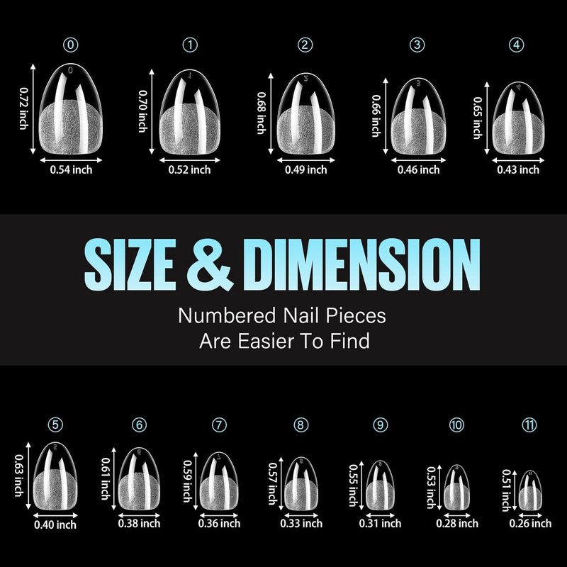 Almond Nail Tips - 240PCS Pre-Shaped Clear Gel False Nails | Soft Acrylic for DIY Nail Extensions