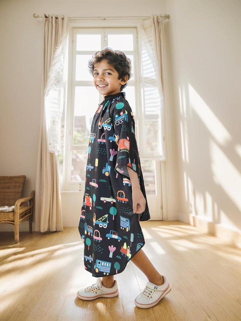 PERFEHAIR Kids Haircut Cape - Cute Cars Print, Adjustable Neck Collar, Comfortable for Home or Salon Use