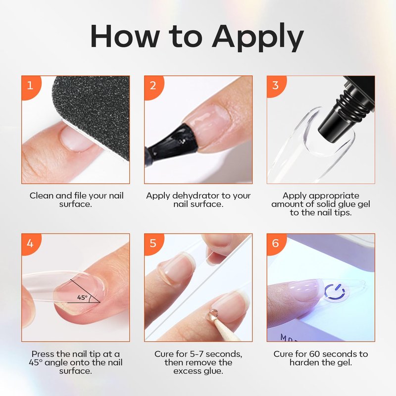 modelones 30g Solid Gel Nail Glue, Glue Gel on Nails for Clear Tips Super Strong Adhesive for Acrylic Extensions Press On Fake Tips U V Curing Needed Professional Adhesive
