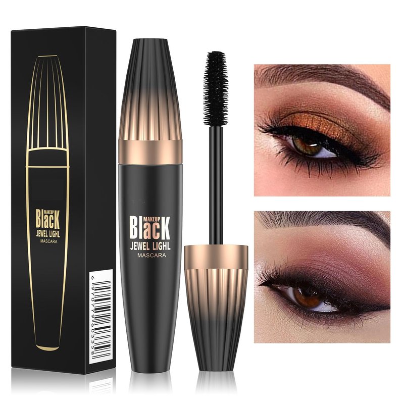 MOLAKS 4D Silk Fiber Black Mascara, Volume & Length Lengthening Curling, Waterproof Smudge-Proof Tubing Mascara, Natural Lash Extension Look