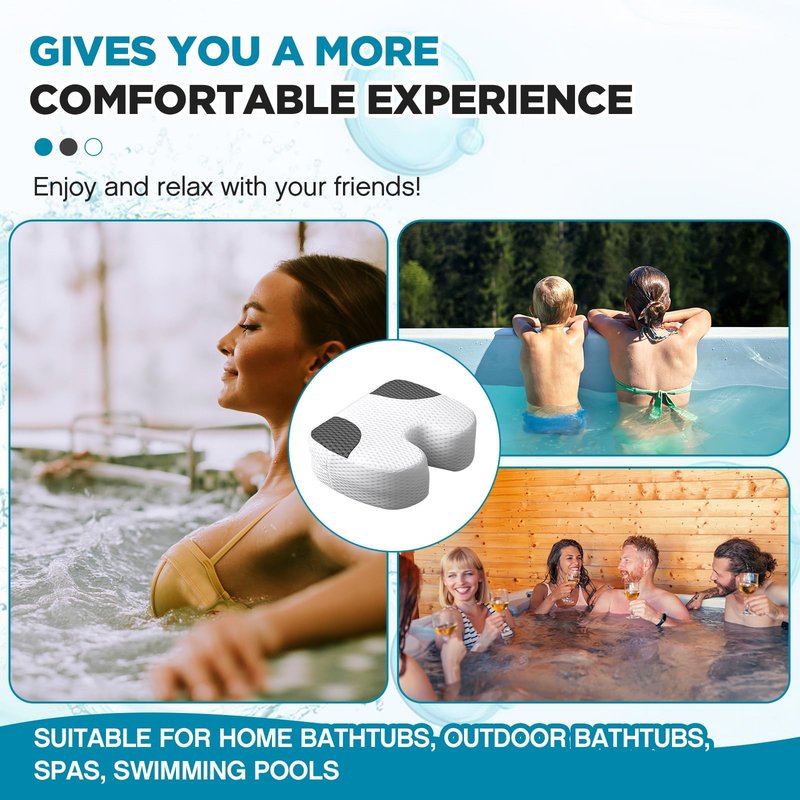 Suzile 1 Pcs Hot Tub Booster Seat Weighted Spa Bathtub Booster Inflatable Cushion Quick Dry Non Slip Bottom Portable Seat with 3D Air Mesh Cover Tub Accessory for Adult Indoor Outdoor (White Grey)